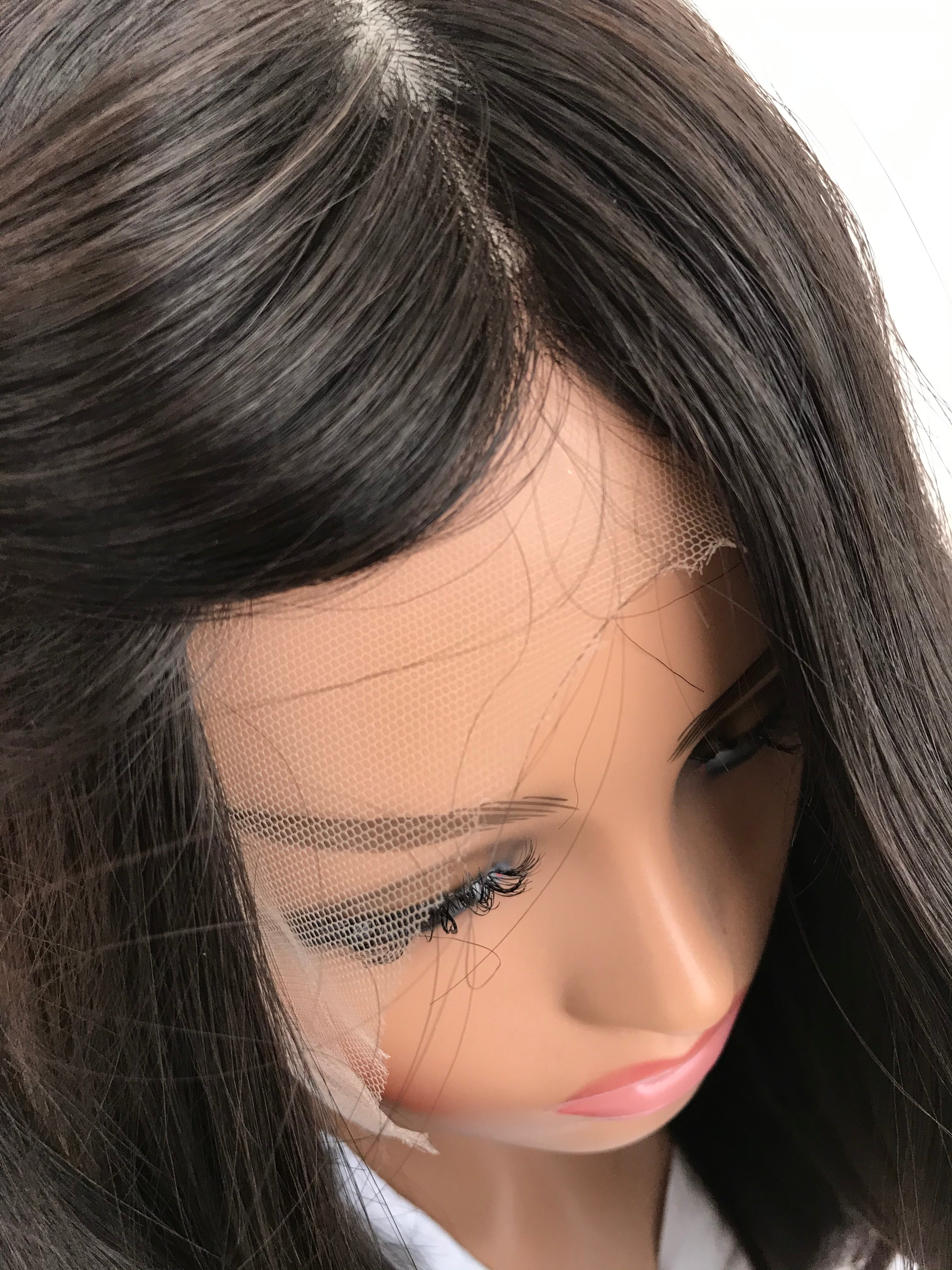 Iris - Lace Front Medical Human Hair Wig 18 Inch Medium Cap