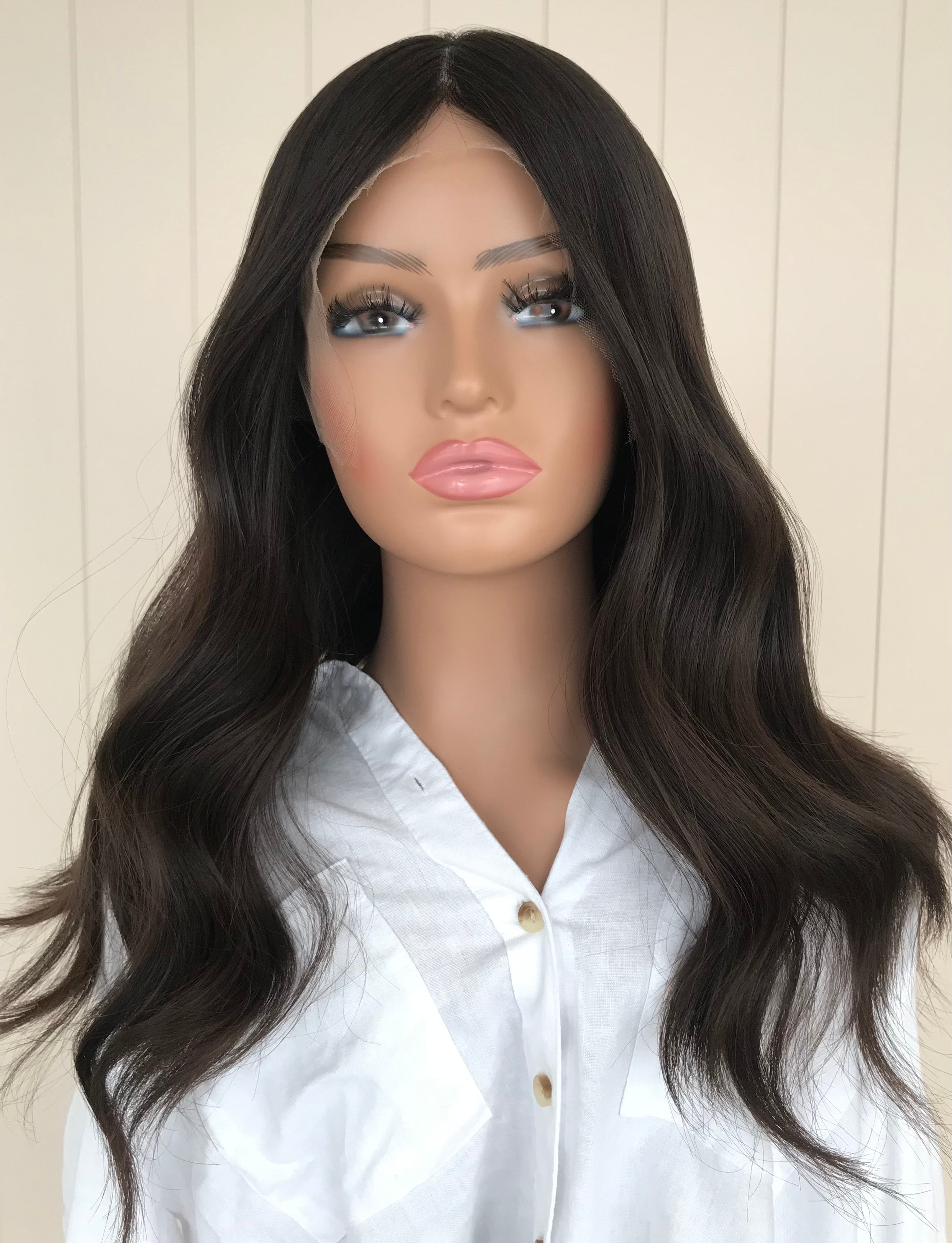 Iris - Lace Front Medical Human Hair Wig 18 Inch Medium Cap