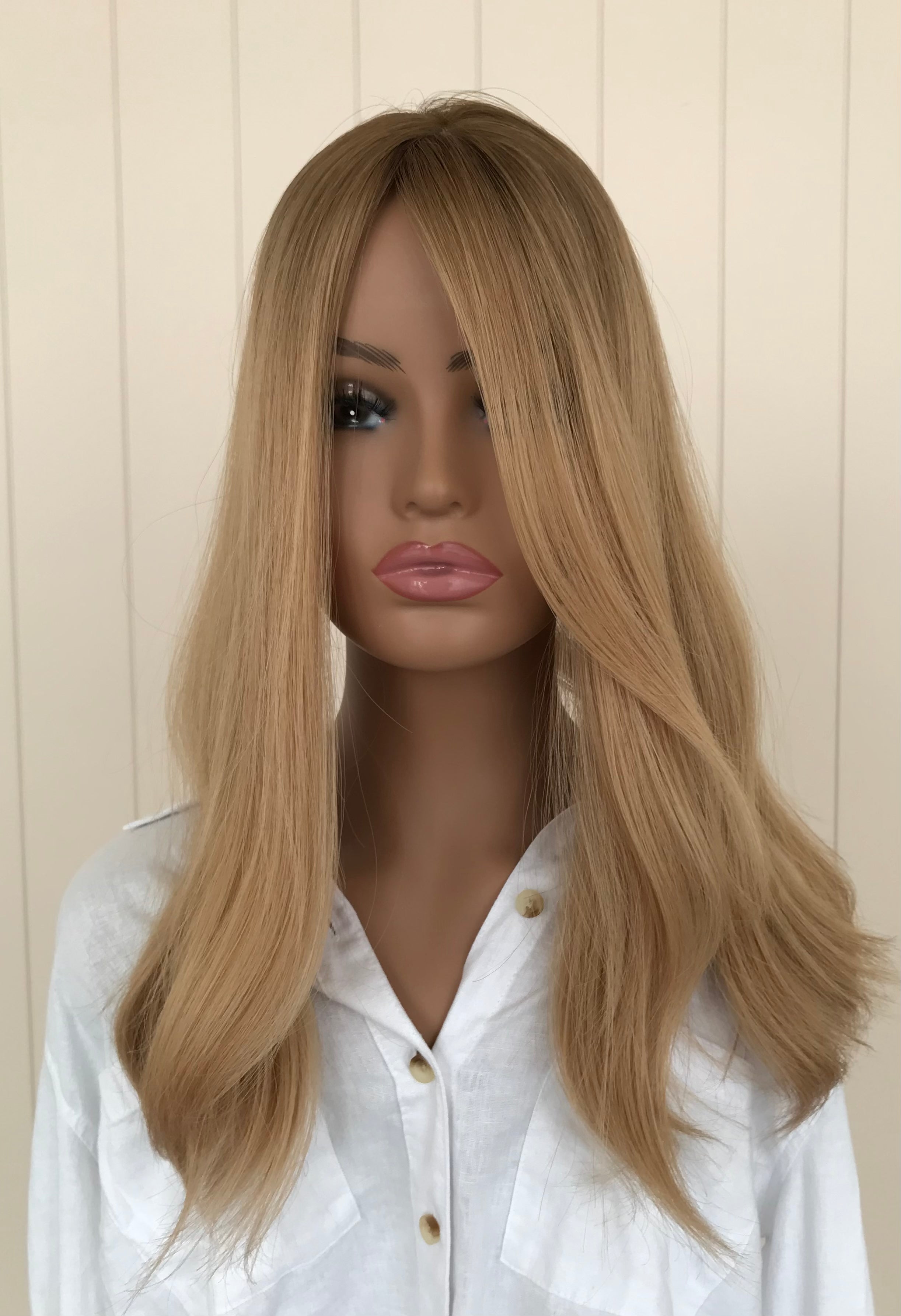 Addison strawberry blonde deluxe silk top hair topper with 6x6 cap – Crown by Straight To Hairven